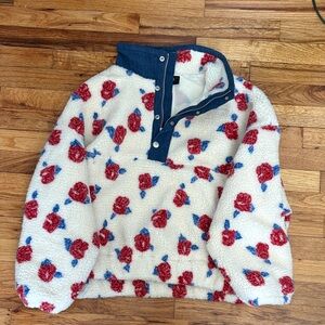 Vici White Floral Fleece Jacket